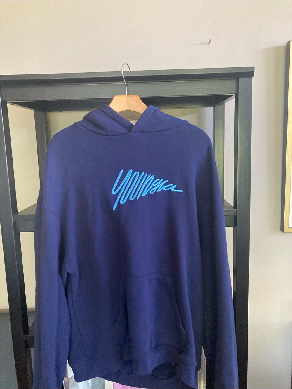 YoungLA Mens navy blue hoodie